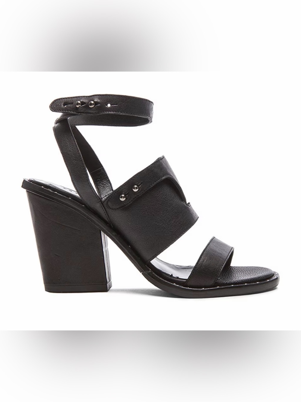 Freda Salvador Go Strap Calfskin Leather Block Heel Sandals.